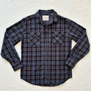 Weatherproof Men's Blue and Black Plaid Shirt